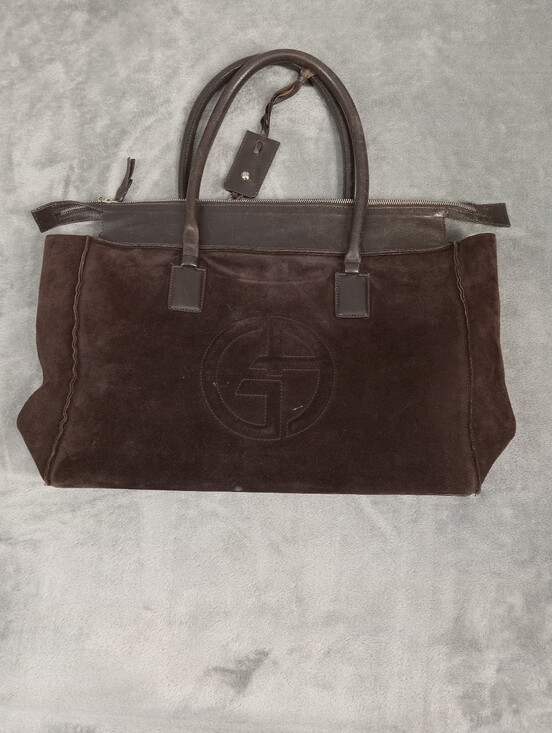 Giorgio Armani Other - Georgio Armani Dark Brown Suede Women's Tote Bag with Leather Handles One Size